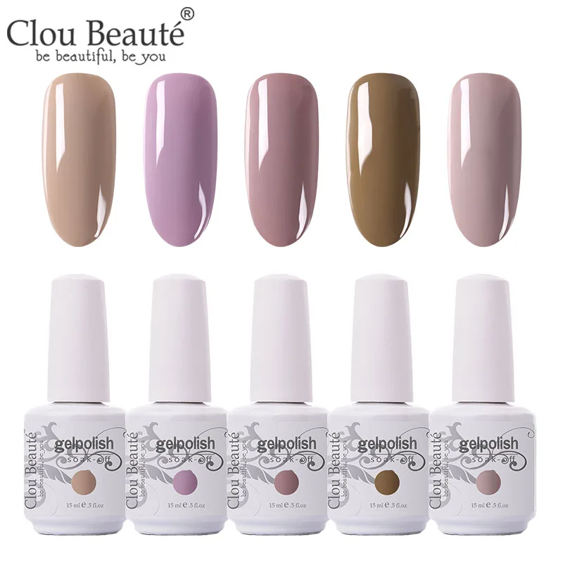 5pcs-15ml-ZH34 Clou Beaute, розовый, телесный цвет, чистый Гель-лак, цветной Гибридный Гель-лак, набор для маникюра, полуперманентный Гель-лак Vernis - Цвет: 5pcs-15ml-ZH34