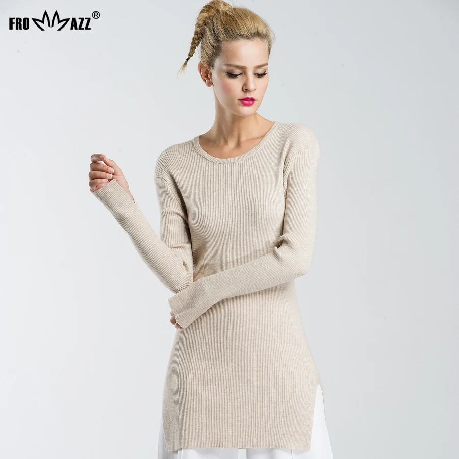 FROMMAZZ 2018 New Autumn Winter Women Fashion Elasticity Sweater Slim Knitted Pullover Round Neck Long FS16081 | Женская одежда