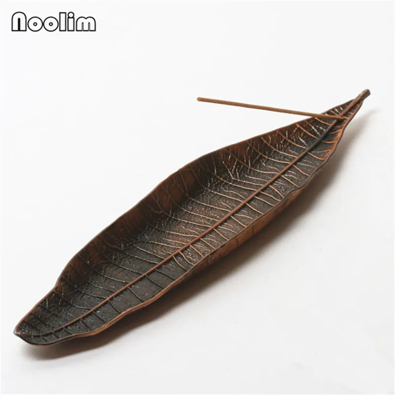 Red Copper Креативный Ретро Медный Bodhi лист декоративная тарелка-подставка ручной работы ладан держатель домашний декор дзен ценсер медные улитки для подарка - Цвет: Red Copper