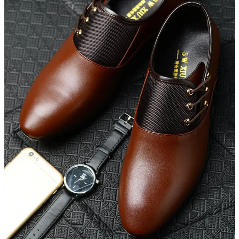 Men's Wedding Shoe Oxfords For Mens Shoes Formal Leather Black Brogues Dress Lace-Up Men Casual Large Size 47 | Обувь