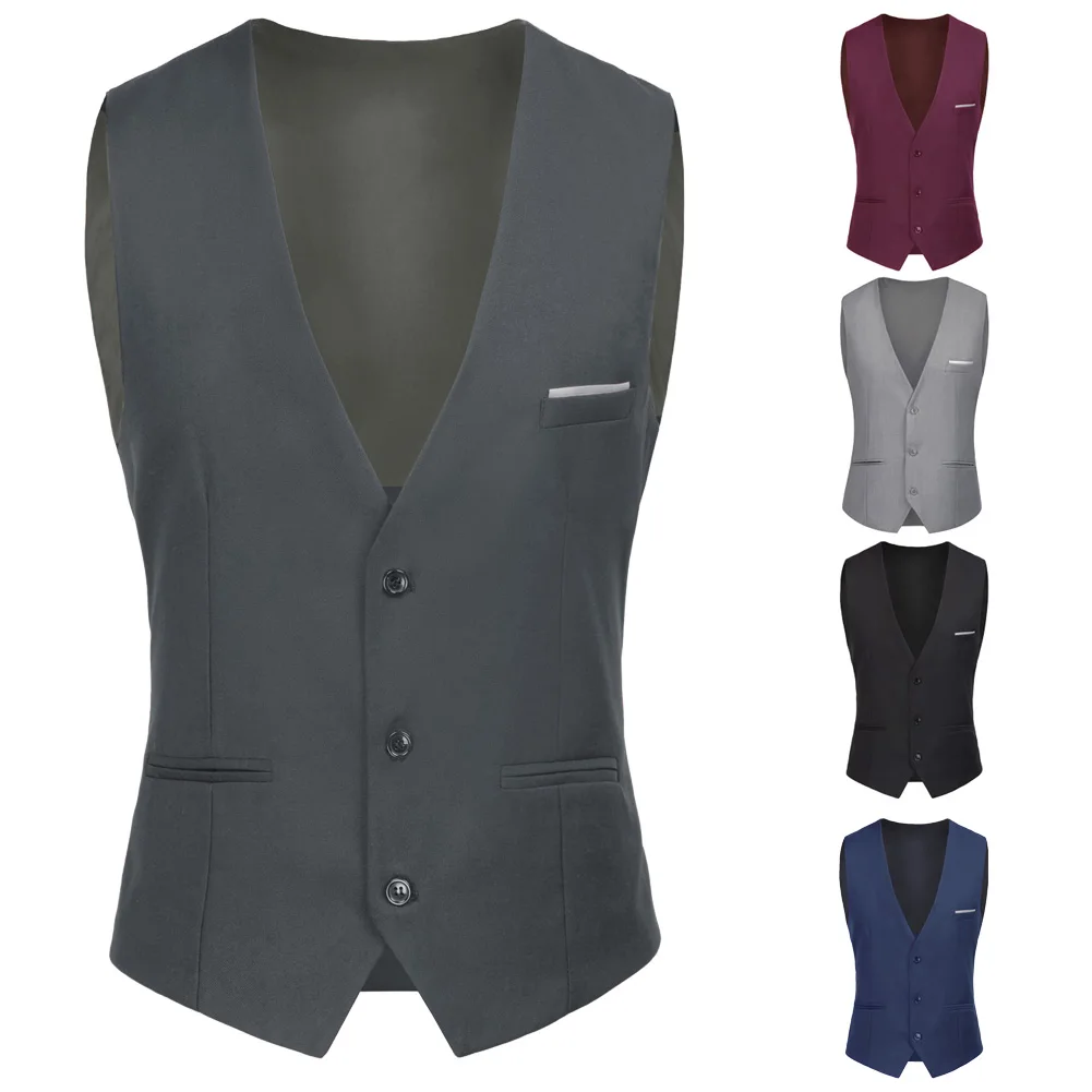 Горячий мужской строгий деловой костюм жилет тонкий свадебный Повседневный