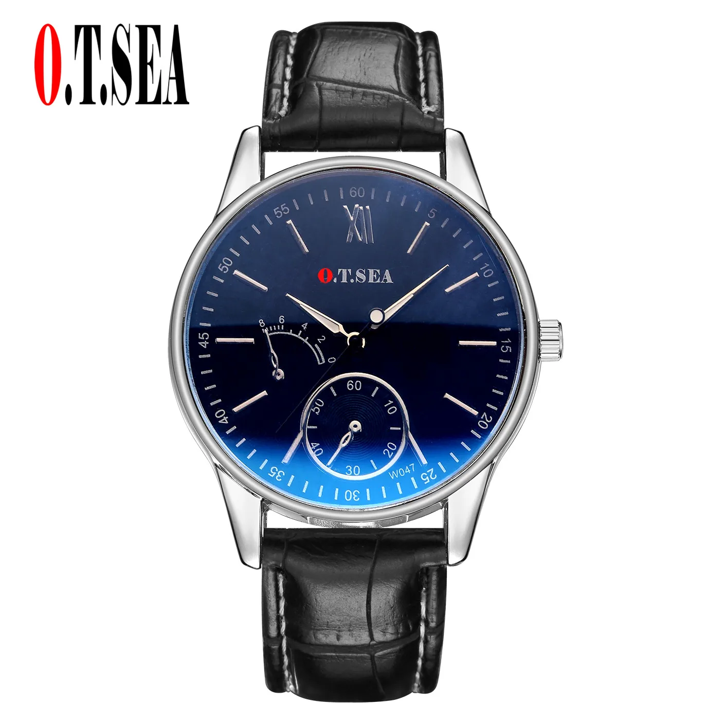 Роскошные наручные часы O.T.SEA Blue Ray Glass из искусственной кожи Мужские Военные