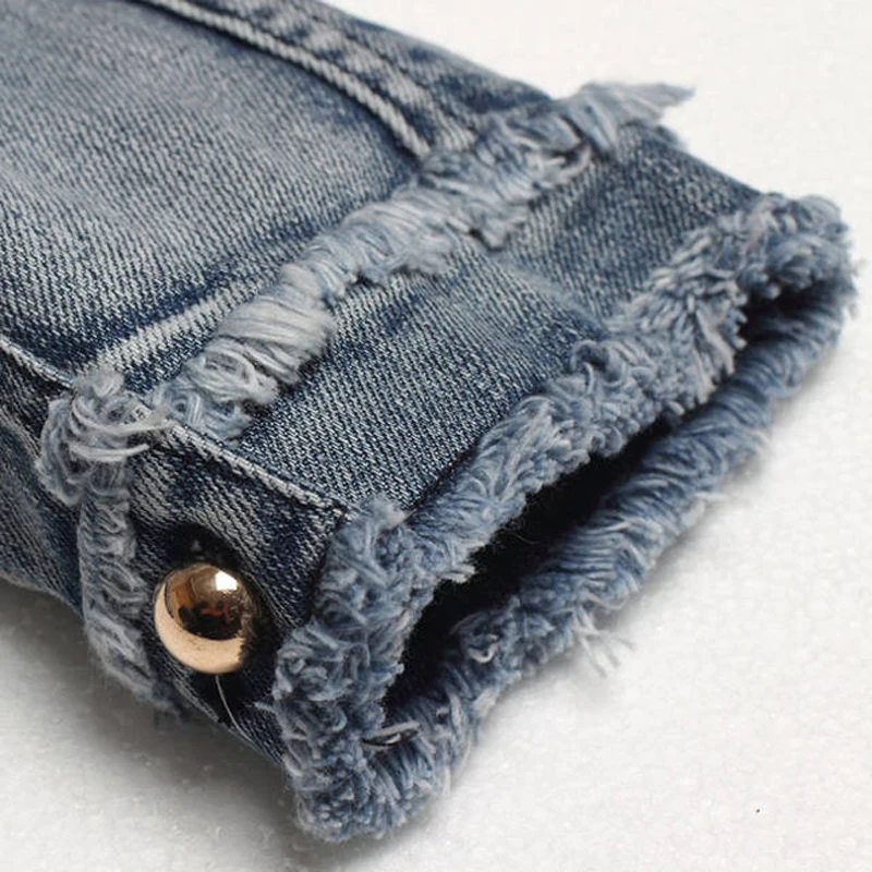 Новое поступление Для женщин жемчужина куртка Проблемные короткие джинсовая