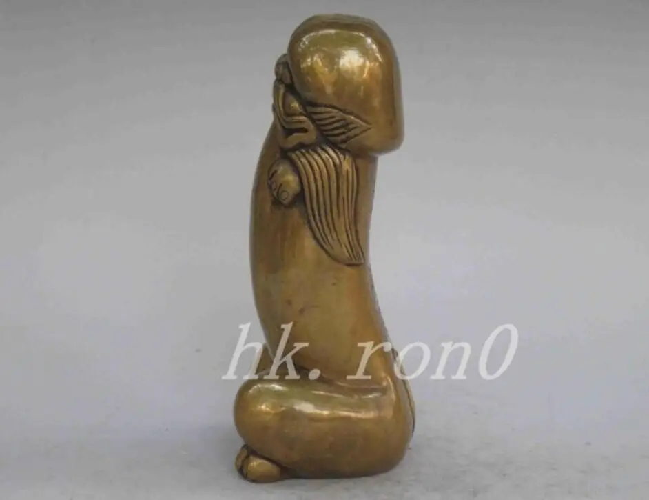 Состаренная интересная старая Красивая латунная статуя пениса | Дом и сад