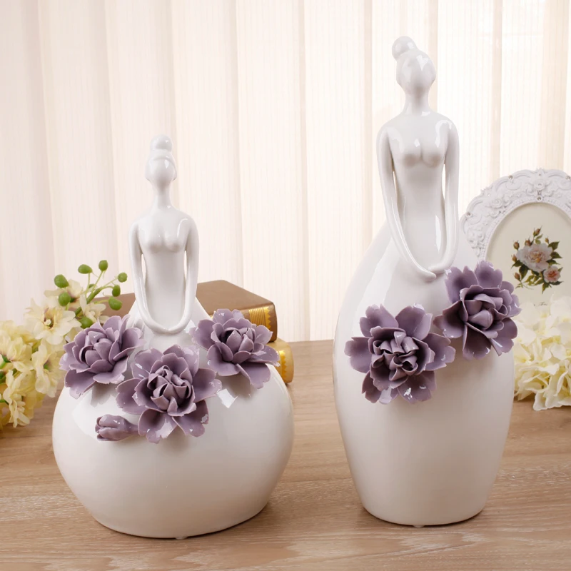 

Creative ceramic young girls lady figurines home decor crafts room decoration handicraft ornament porcelain wedding decor