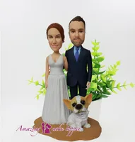2019 AMAZING CAKE TOPPER Toys Cute pet dog accompanying newlyweds And Groom Gifts Ideas Customized Figurine Valentine's Day