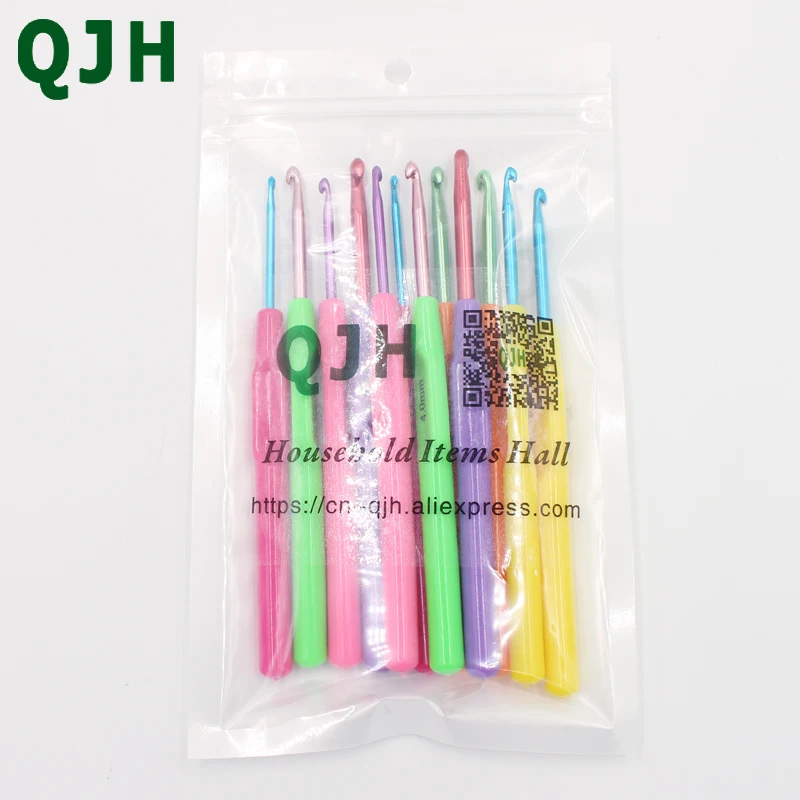 

12Pcs 12 Sizes Soft Smooth Plastic Handle Aluminum Crochet Hooks Knitting Neddles Craft Ergonomic Grip 2.5-5.0mm 6 Colors