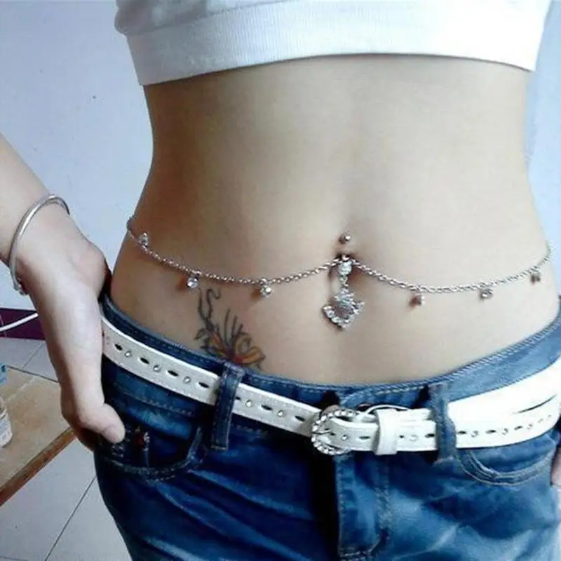 MJARTORIA модное кольцо из горного хрусталя в пупок пупка для живота цепочка на талию