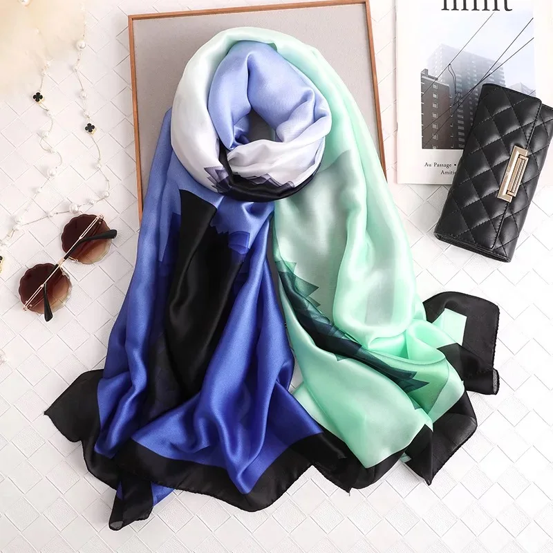 51 Роскошный брендовый женский шелковый шарф, Пляжный платок, летние Дизайнерские шарфы для женщин, парео, палантины, бандана, женский шарф - Цвет: 51