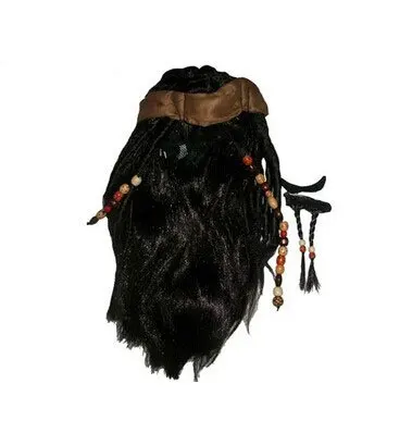 wig and moustache Пираты Карибы Джек Воробей косплей костюм куртка рубашка брюки Костюмы Набор Мужские костюмы на Хэллоуин Одежда - Цвет: wig and moustache