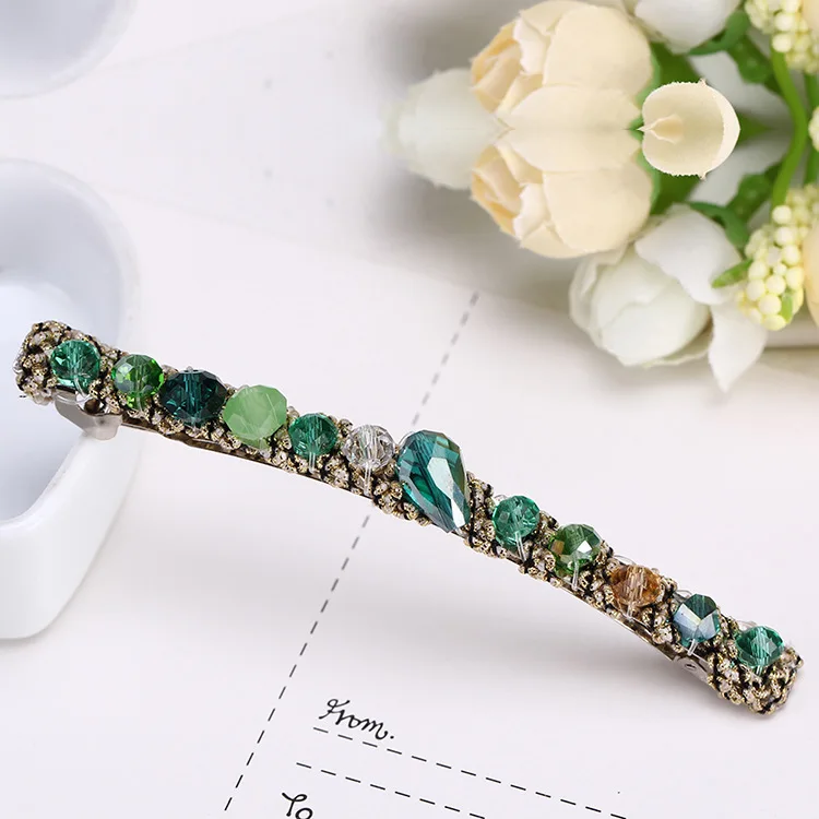 2019 Korean Fashion Crystal Hair Clips Pins for Women Girls Rhinestone Beaded Barrettes Hairgrips Wholesale Accessories | Аксессуары для