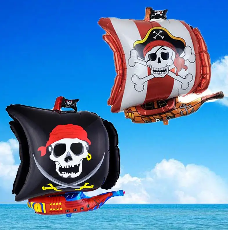 

Pirate Ship shaped Foil Balloon Pirate Skull Crossbones Foil Balloons Halloween Party decorations children gifts toy black
