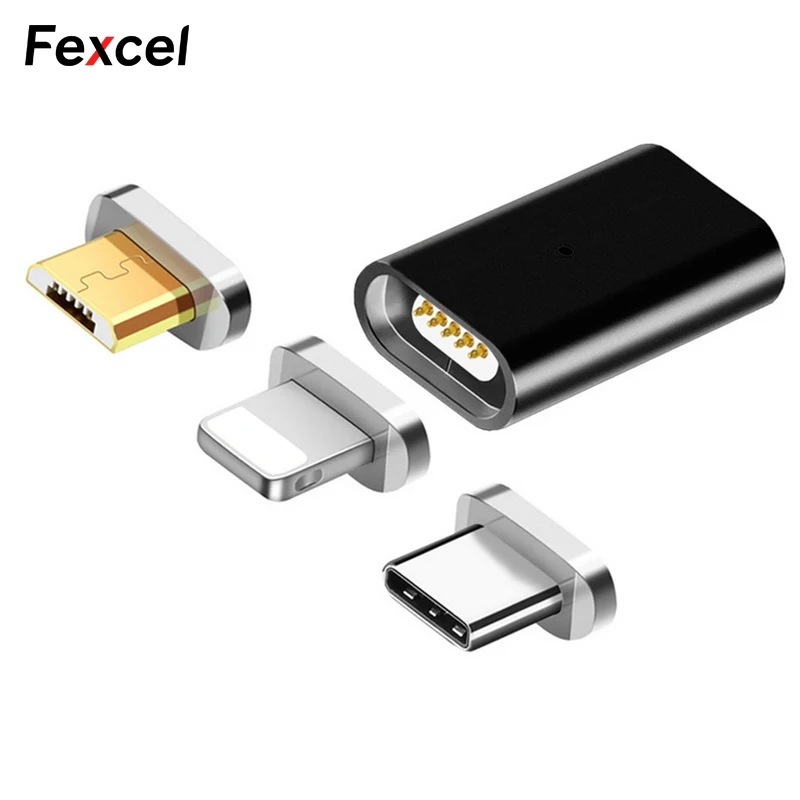 Fexcel Магнитный переходник для зарядного устройства Micro USB типа C и разъем iPhone type c
