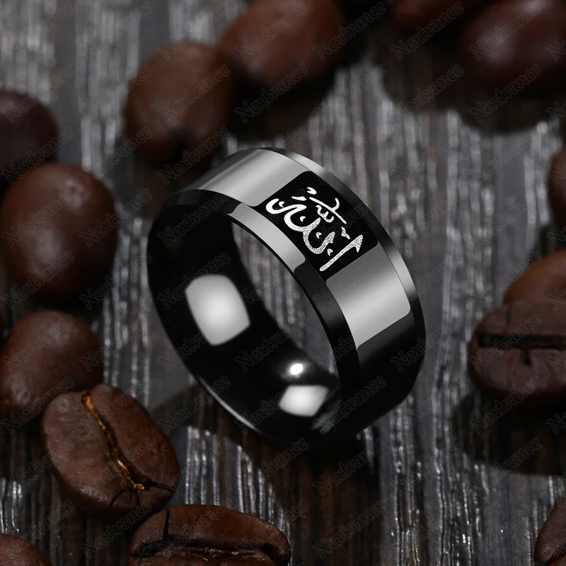 Nextvance Stainless Steel Muslim Allah Rings For Men Black Matte Couple Ring Engagement Wedding Lover | Украшения и аксессуары