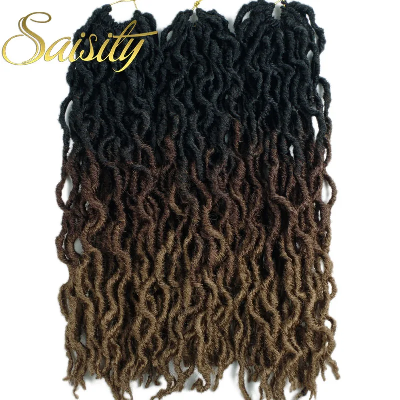 Saisity 18inch 24Strands Synthetic Ombre Faux Locs Curly Crochet Hair Extensions Soft Braids Dread hair |