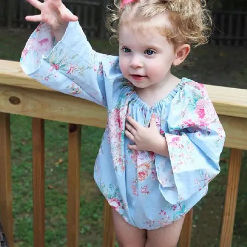 Одежда для новорожденных девочек топы с цветочным принтом и длинными рукавами