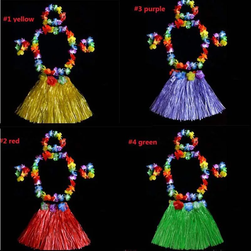 

Women Kid Hawaiian Grass Straw Skirt Flower Hula Lei Wreath Garland Costume 30cm 40cm 60cm Birthday