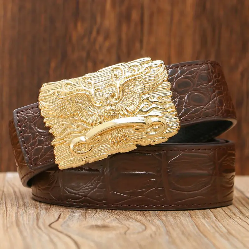 

brand new crocodile style gold belt women high quality belts fashion cowboy designer luxury men Smooth buckle girdle jeans