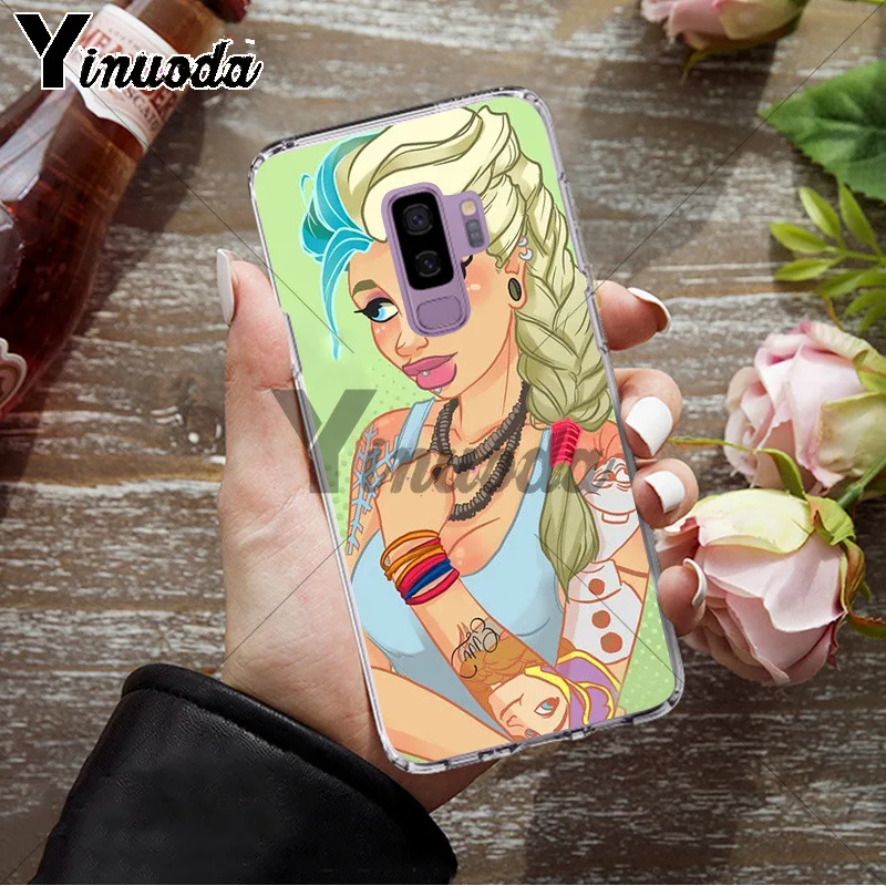 Yinuoda Татуированная принцесса Алиса Ариэль Жасмин чехол для телефона Samsung S9 plus S5 S6