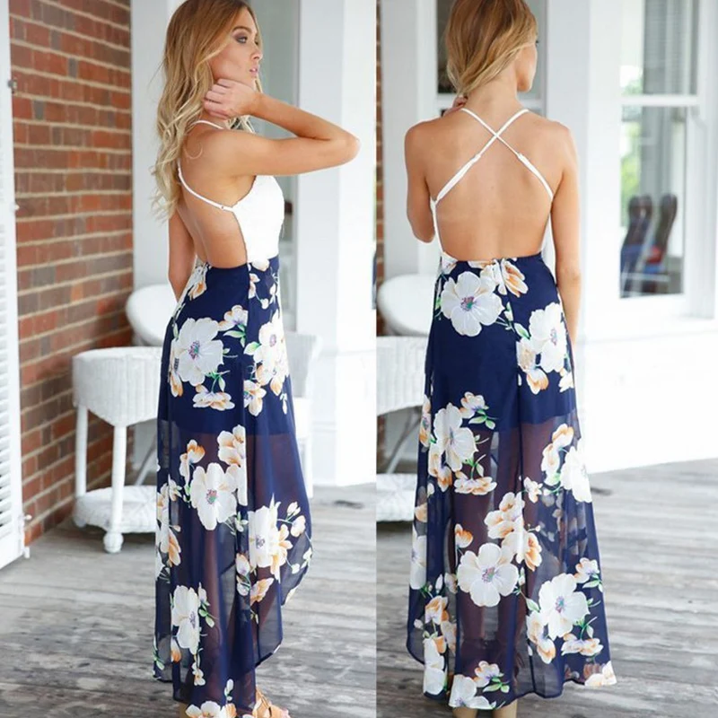 2018 г. летние пикантные стильное платье женские длинные с цветочным принтом в