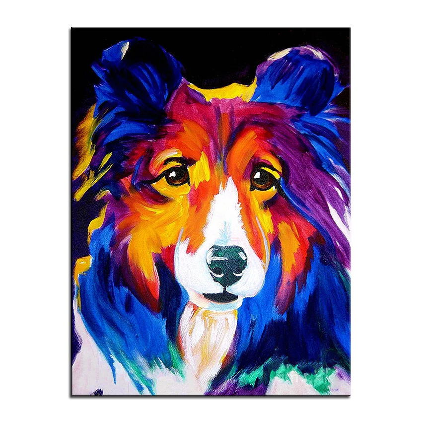 Картина маслом большого размера sheltie missy настенная живопись Домашняя