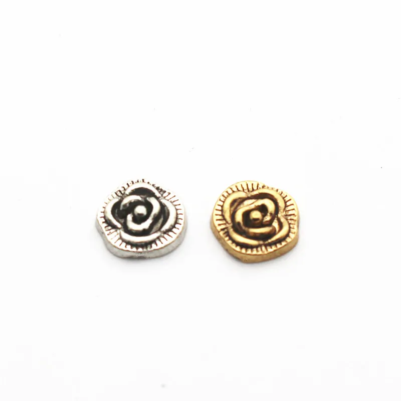 Wholesale 20pcs/lot flower Gold silver rose floating charms jewelry for living glass memory lockets Accessories | Украшения и