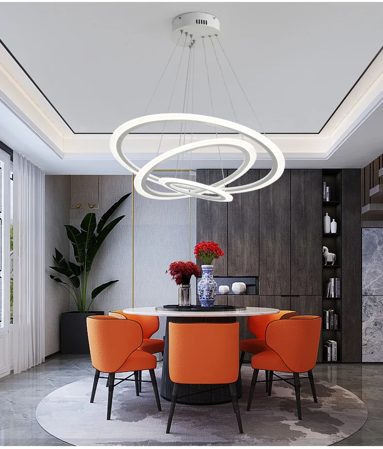 

Round White Simple Pendant Light Acrylic Circular Dining Room Lighting Modern Living Room Office Lamp Led Living Room L