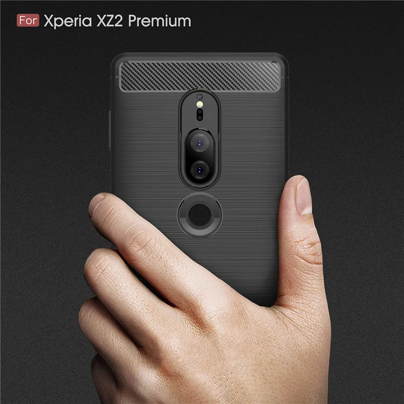 Для Sony XZ2 премиум класса Роскошный Матовый углеродное волокно мягкий ТПУ тяжелый