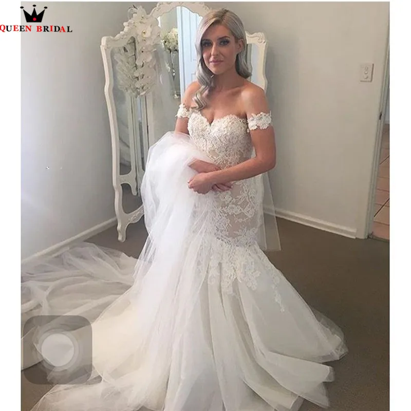 

Sexy Wedding Dresses Mermaid Cap Sleeve Sweetheart Lace Tulle Sexy Formal Wedding Gown Bridal Dress Custom Made YB142