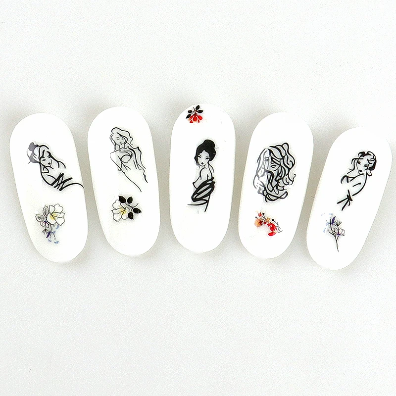 1 шт. наклейка для ногтей с рисунком лисы тигра фламинго водяные цветы водные