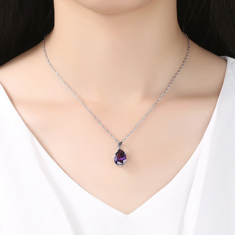 Романтическое фиолетовое ожерелье с подвеской капелькой Бесплатная