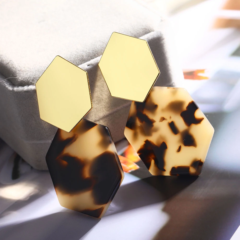 Модные геометричные многоугольные металлические Висячие серьги для женщин панк