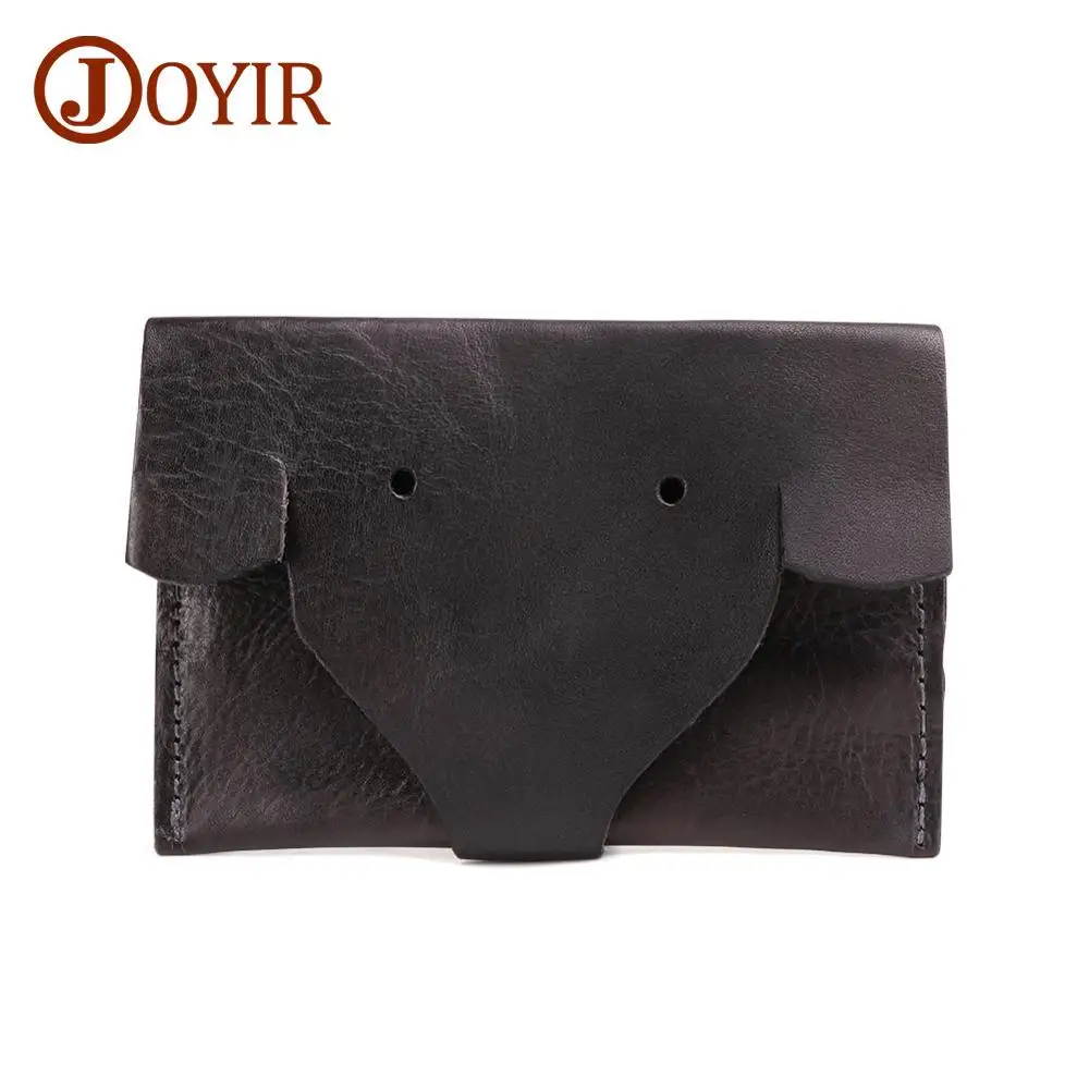 JOYIR Elephant, натуральная кожа, кошельки для монет, унисекс, меняющийся кошелек, мини-держатель для карт, ручной работы, кошелек, женский клатч, на застежке, сумка для монет - Цвет: Black