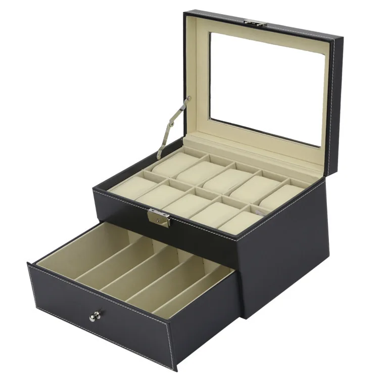 Черный шитье из искусственной кожи Store 2 слойный демонстрационный чехол с