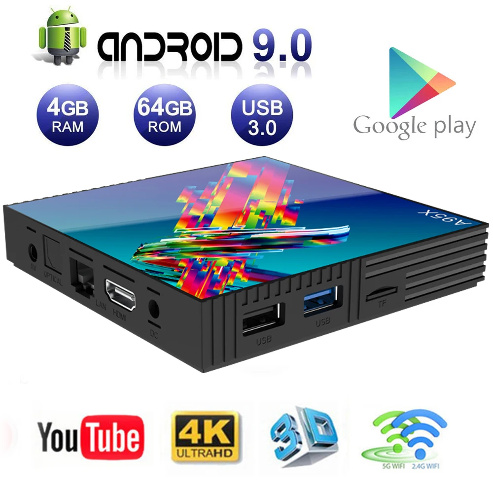 Android tv Box A95X R3 4 ГБ ОЗУ 64 Гб ПЗУ Смарт 9 0 коробки RK3318 двухдиапазонный Wifi 4K ULTRA HD