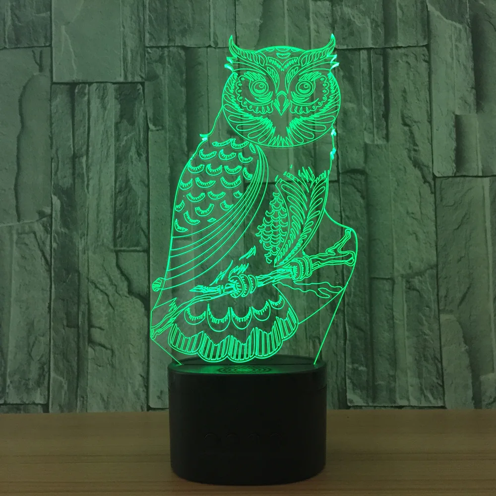 Светодиодная лампа Mighty Owl 7 цветов 3d ночник для детей сенсорная Usb сна | Лампы и