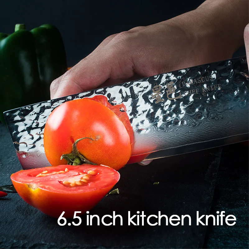 6,5 дюймов японский кухонный нож шеф-повара Santoku из нержавеющей стали 67 лазеров дамасский узор Овощной острый нож разделочный нож