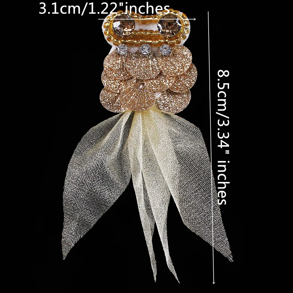 5 шт. тканевые нашивки с бусинами в виде рыбок аппликация швейные хрустальные