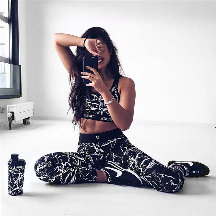 Women yoga set Fitness Suit Floral Printed Yoga Sports Suits Running Sports Clothing Gym Tracksuit