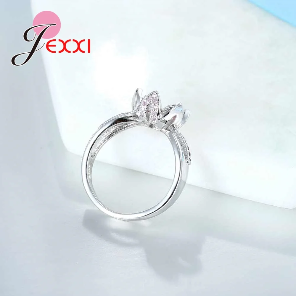 Романтические Розовые кубические циркониевые кольца цветочной формы в виде