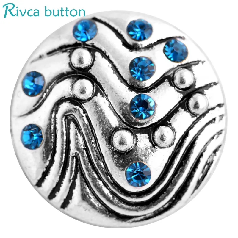 Rivca Snap Bracelets For Women 4 Colour Ancient Silver Plating 18mm Rhinestone Charm jewelry | Украшения и аксессуары