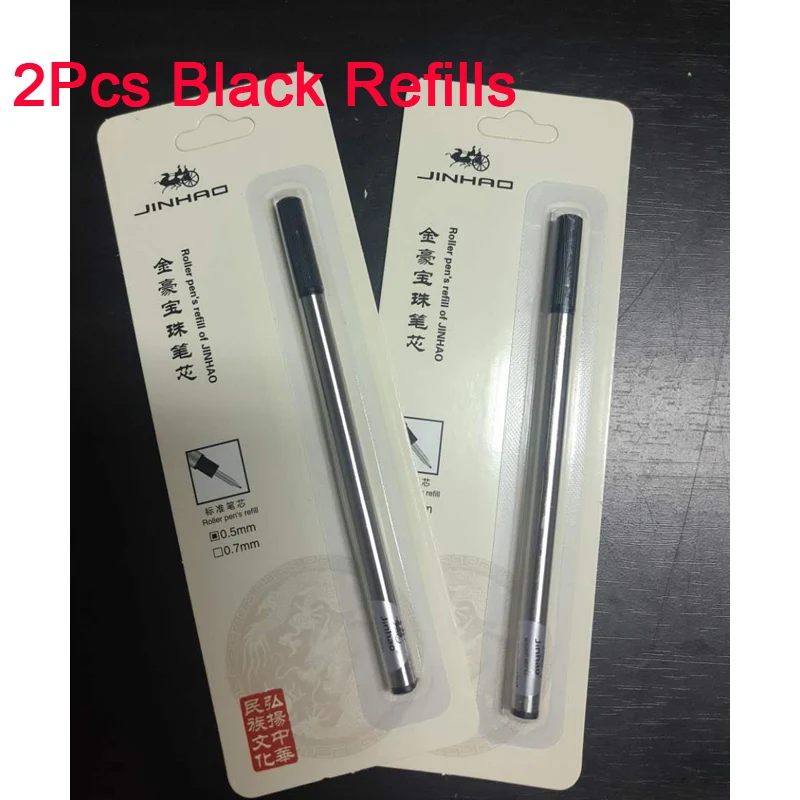Pen refills Jinhao 500 шариковая ручка с подарком Чехол средней точки 0,7 мм с черными чернилами Золотой металлический зажим ручки для написания офисные школьные принадлежности, блокноты - Цвет: Pen refills