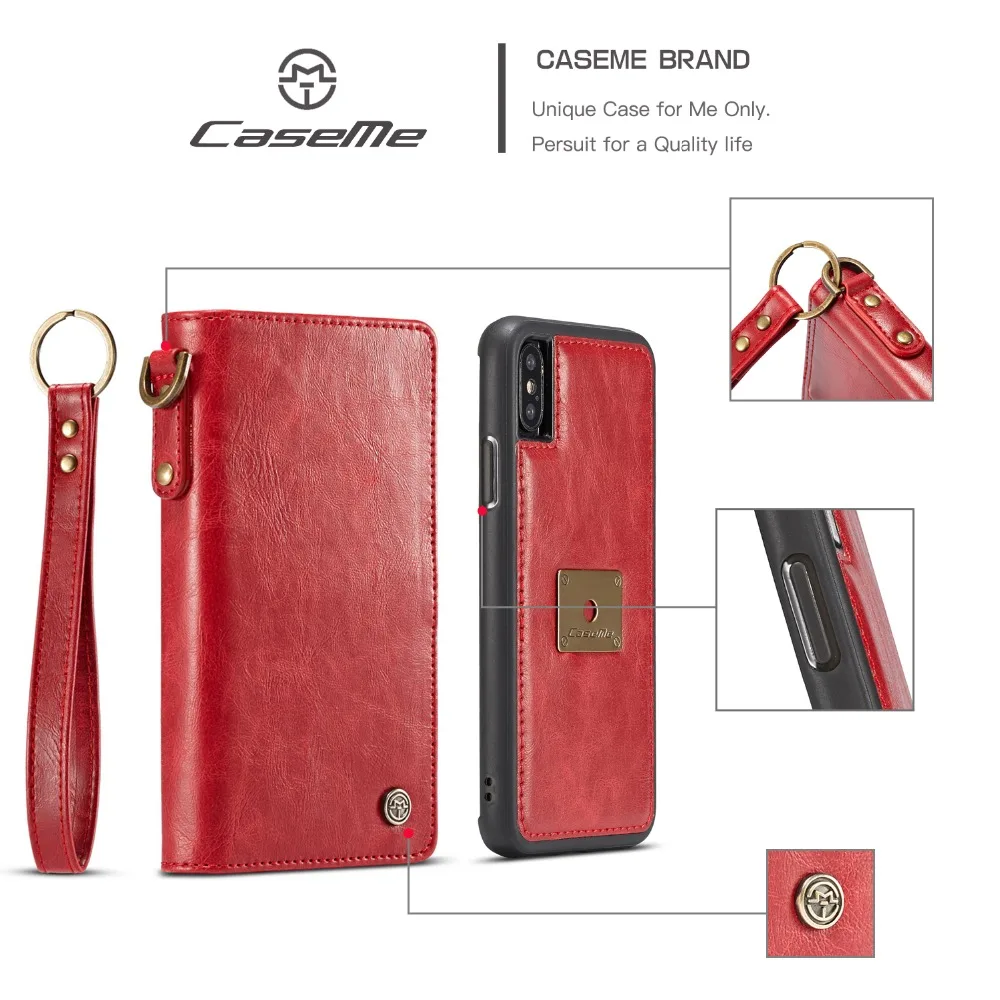 CaseMe PU кожаный чехол для iPhone X Xs XR Xs Max многофункциональный телефон чехол для iPhone 6 6 S Plus 7 8 Plus чехол для телефона