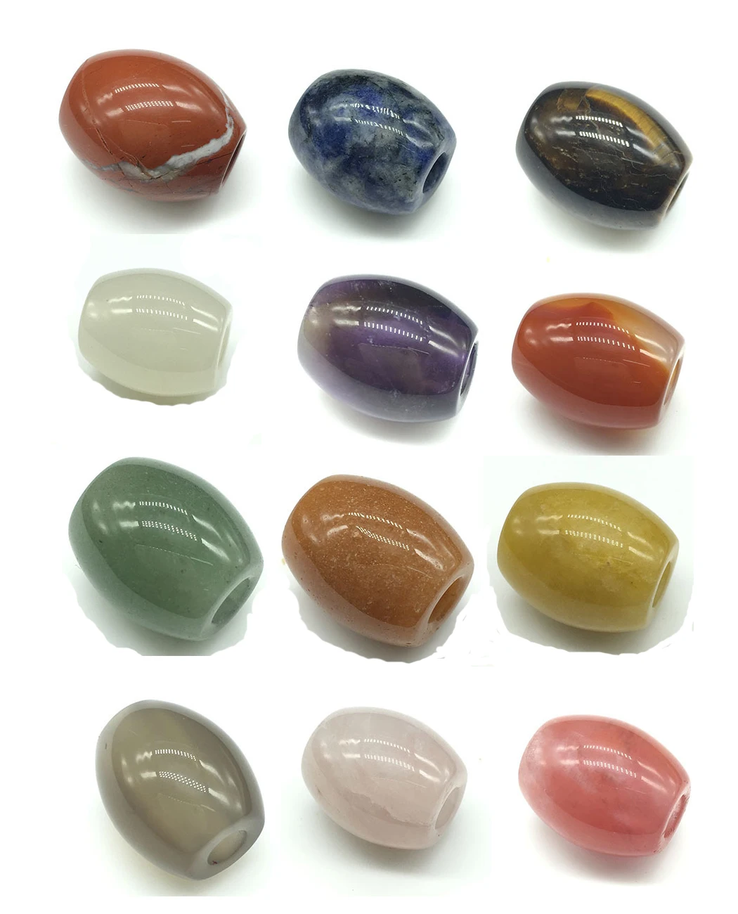 

12pcs Yellow jade grey red agate rose quartz amethyst Aventurine 16*18mm egg and 5mm hole gemstone bead making jewelry DIY