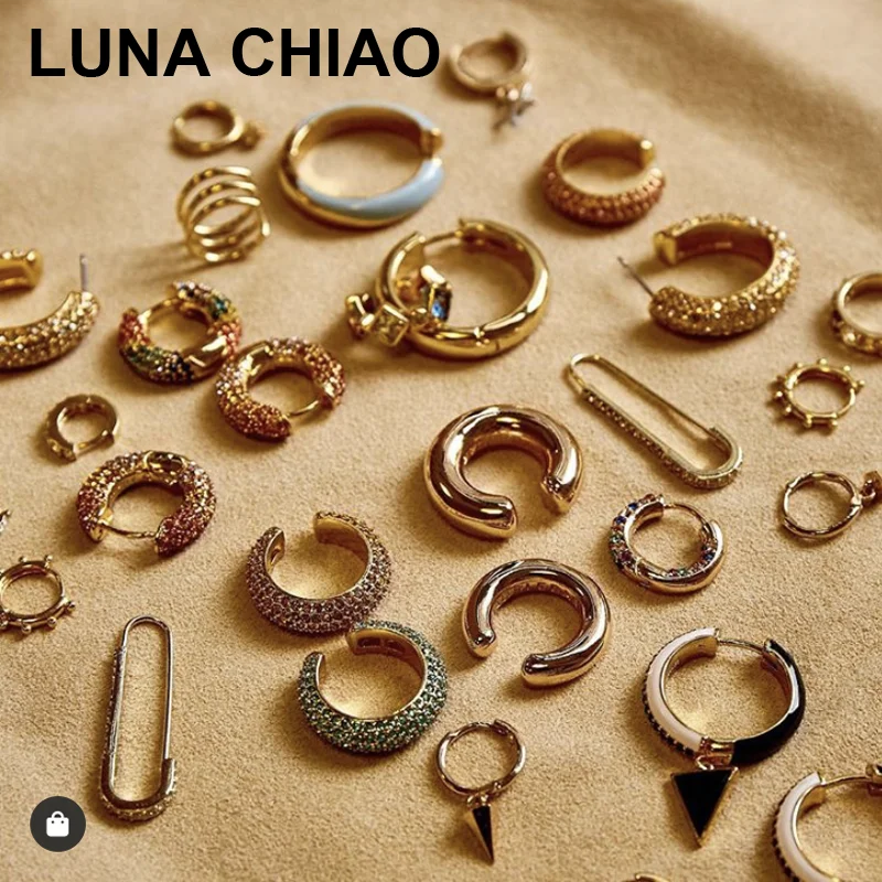 LUNA CHIAO Популярные хрустальные стразы металлические жемчужные манжеты для ушей штабелируемые манжеты Комплект сережек для женщин
