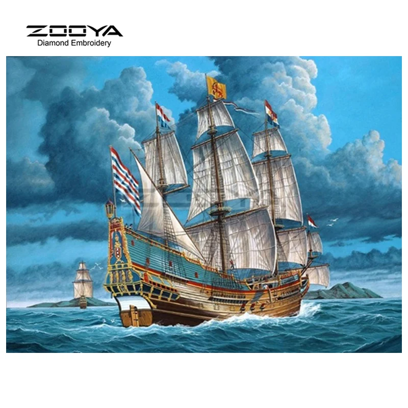 ZOOYA Алмазная вышивка сделай сам алмазная живопись парусный пейзаж бегущая по