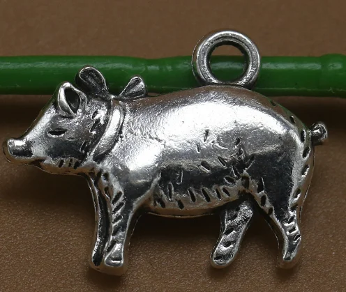 

50pcs Wild boar pig Charms 21*14mm Antique Silver Handmade personality earring bracelet necklace Jewelry Making DIY accessories