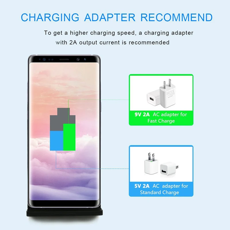 10 Вт 5 В/2A быстро QI Беспроводной Зарядное устройство станция для samsung Galaxy S9/S8 Плюс/