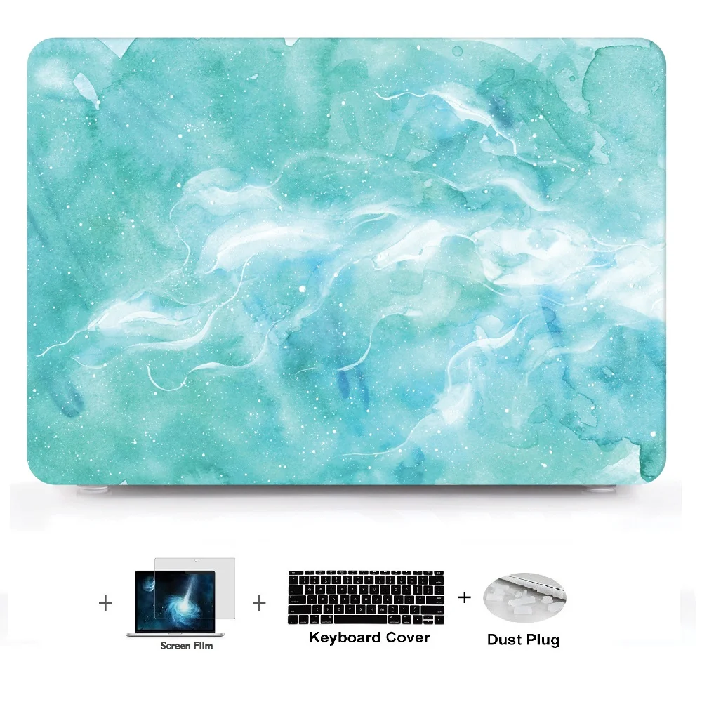 Мраморный Жесткий Чехол для ноутбука + кожаный чехол клавиатуры Macbook Air 11 13 Pro Retina12