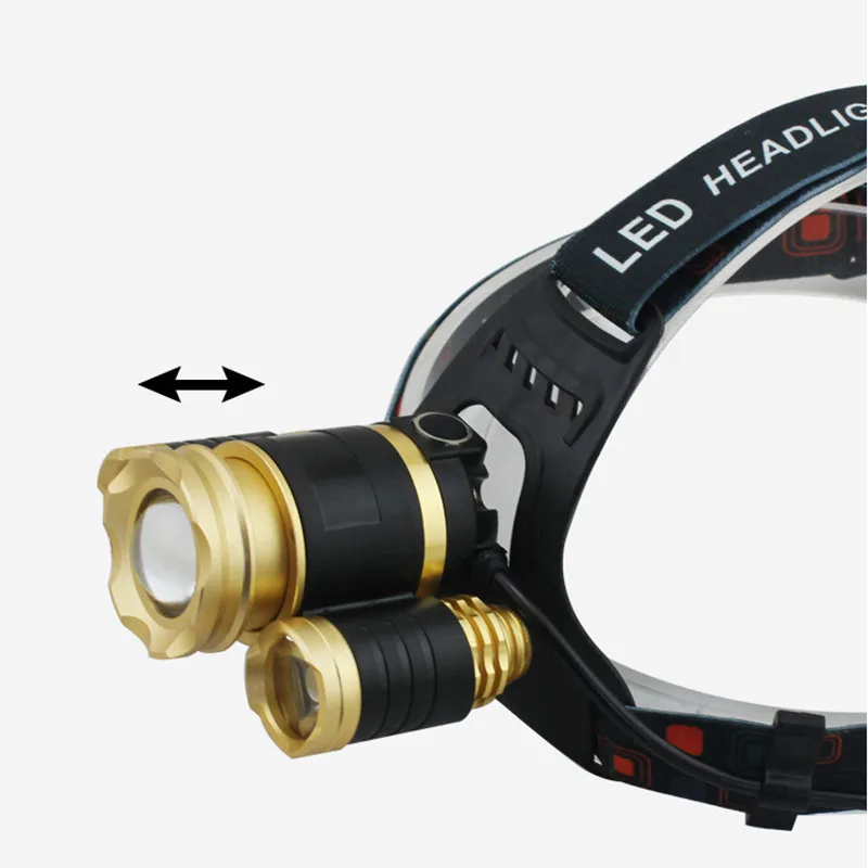 Powerful 3 T6 LED Headlamp Flashlight Zoomable Focus Frontale Head Lamp light ultra bright Rechargeable Torch Headlight 18650 | Лампы и
